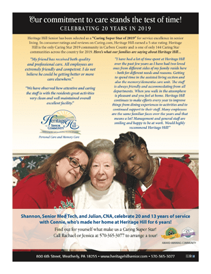Heritage Hill Senior Community's 20th Anniversary Flyer