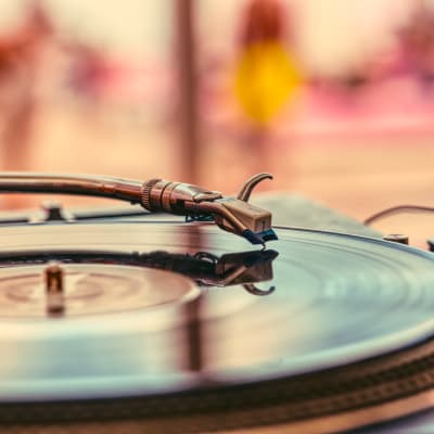 Turntable spinning residents' favorite tunes at Skyline Terrace Apartments in Burlingame, California