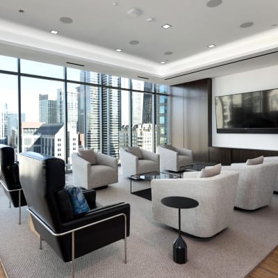 Media room at Residences at 8 East Huron in Chicago, Illinois