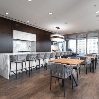 Community room at Residences at 8 East Huron in Chicago, Illinois