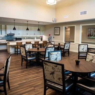 Large resident dining room at Westminster Memory Care in Aiken, South Carolina