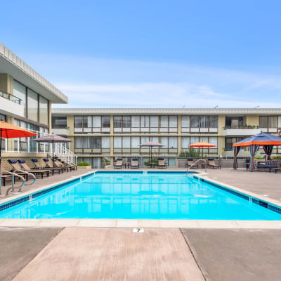 Resort-style swimming pool at Skyline Terrace Apartments in Burlingame, California