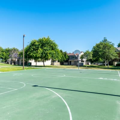 A basketball court at Adobe Flats V in Twentynine Palms, California