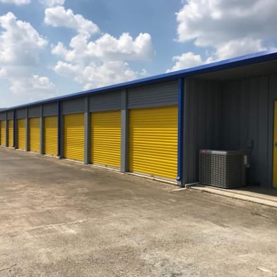 Outdoor ground floor units at Storage Star Tomball in Tomball, Texas