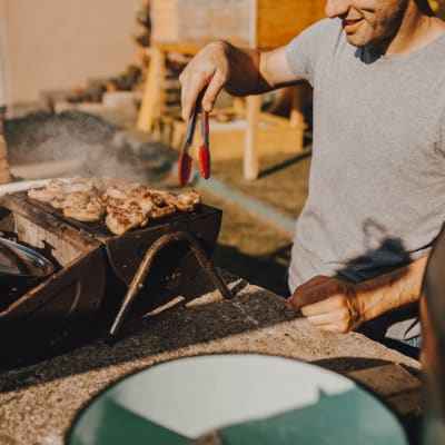 barbequing outside at Pecan Crescent in Chesapeake, Virginia