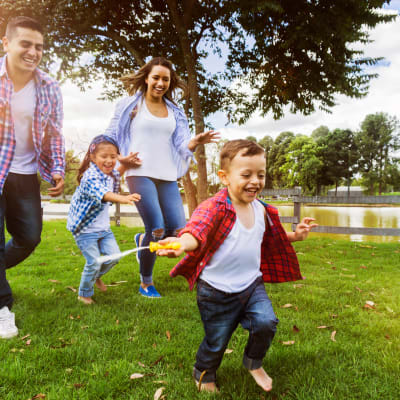 A family at the park near Joshua Heights in Twentynine Palms, California