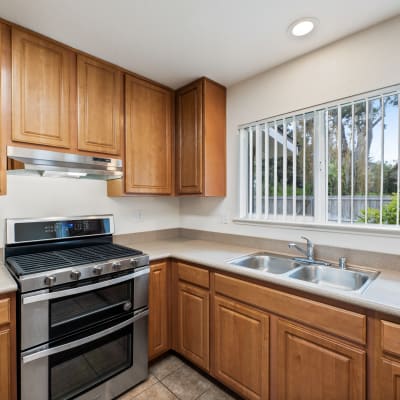 A fully equipped kitchen at Bard Estates in Port Hueneme, California