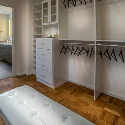 Oversized walk in closets in the Penthouse floor plan at Panorama Apartments in Seattle, Washington