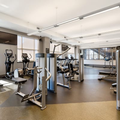 Fitness studio at Sofi at 50 Forest in Stamford, Connecticut