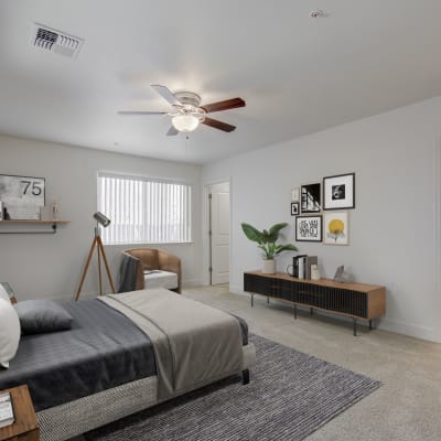 A bright bedroom room at Mountain View in Fallon, Nevada
