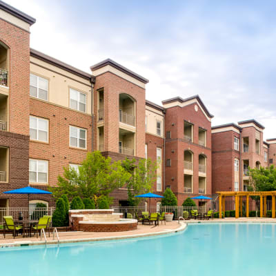 Sparkling pool and sun deck at 17 Barkley in Gaithersburg, Maryland