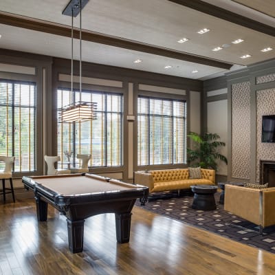 Billiards table in the lounge at 17 Barkley in Gaithersburg, Maryland