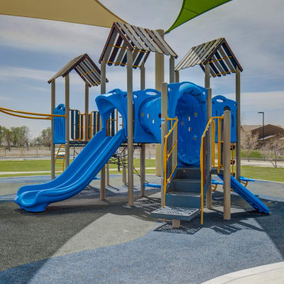 Smiling child playing on playground at Mountain View in Fallon, Nevada