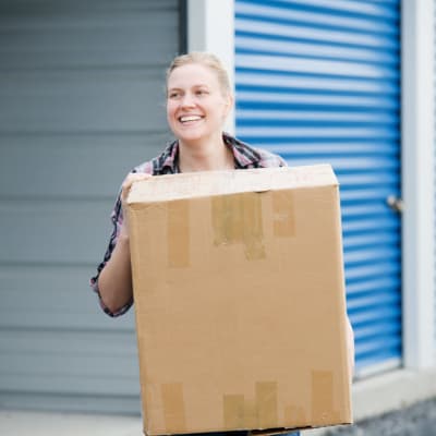 A client getting ready to store her belongings at Storage Star - Irving in Irving, Texas