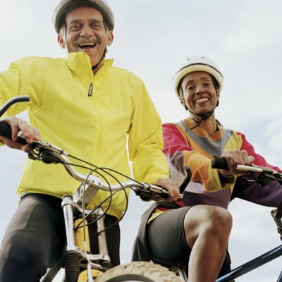 Residents out on a bike ride at Shoreline Veterans Center in Shoreline, Washington