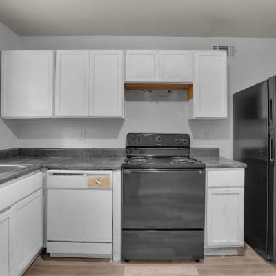 Stainless steel appliances in an apartment kitchen at Stanton View Apartments in Atlanta, Georgia