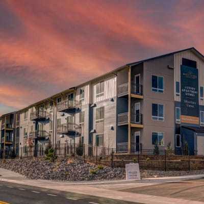 Sunset and exterior view at Westlook in Reno, Nevada