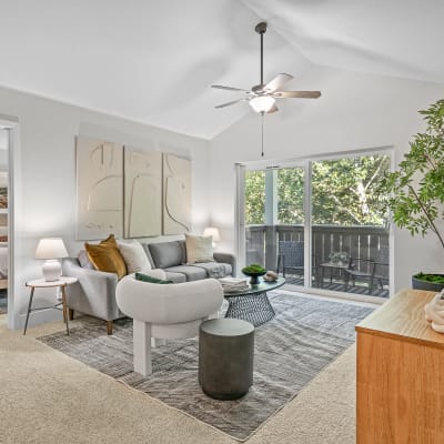 living room area of a model home at Haven at Golf Creek in Portland, Oregon