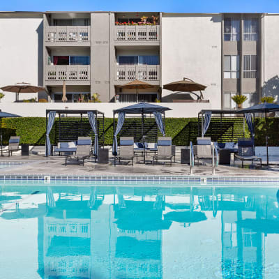 Large swimming pool for residents at The Villas at Woodland Hills in Woodland Hills, California