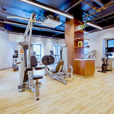 View of our gym with free-weights at 301 E 94th Street in New York, New York