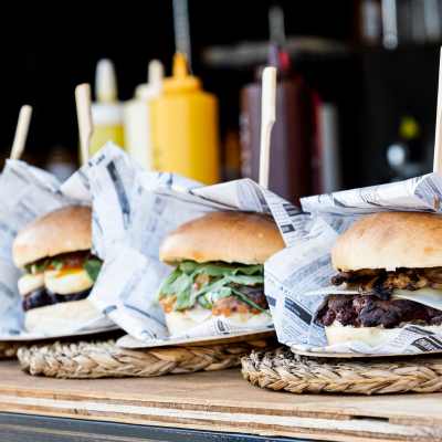 Yummy burgers at a restaurant near The Standard at Pinestone in Travelers Rest, South Carolina