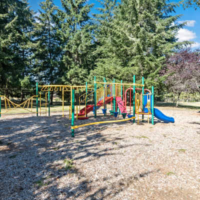 A child playing at a playground at Eagleview in Joint Base Lewis McChord, Washington