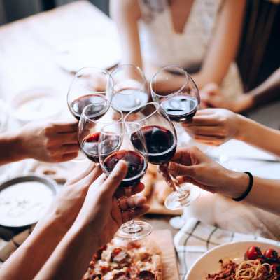 Drinking wine at Maple and Main Apartments in Downers Grove, IL