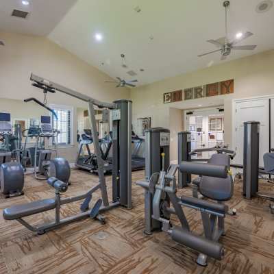Residents working out in the fitness center at Catalina Heights in Camarillo, California