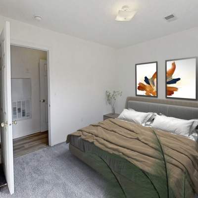 Resident lacing up his running shoes for a run on the track near Gallery Place Apartments in Jackson, Michigan