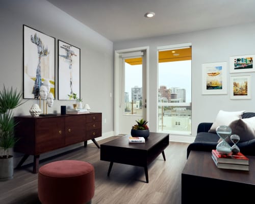 Open concept layout at The Linden in Long Beach, California