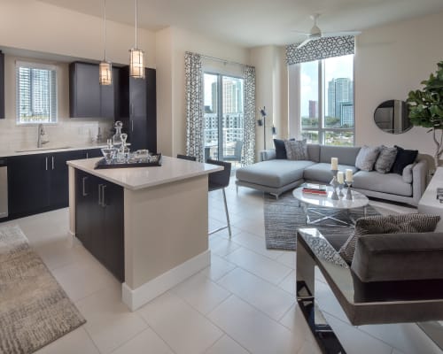 Open concept layout at Miro Brickell in Miami, Florida