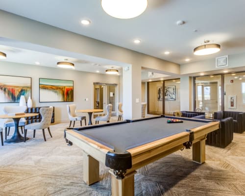 Clubhouse with billiard table at Belvedere at Berewick in Charlotte, North Carolina