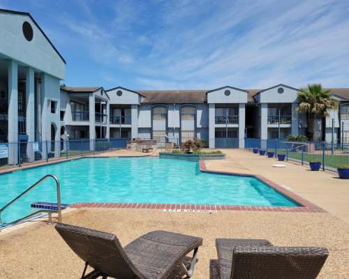 Resort-style swimming pool at Pelican Reef in Seabrook,Texas