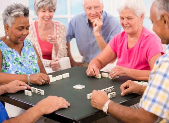 Residents enjoying a game at Westminster Memory Care in Aiken, South Carolina