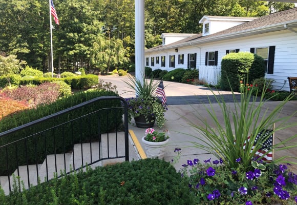 Walkway to stairs at Heritage Hill Senior Community in Weatherly, Pennsylvania
