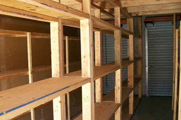 Storage shelves at Maximum Mini Storage Perrin Beitel in San Antonio, Texas