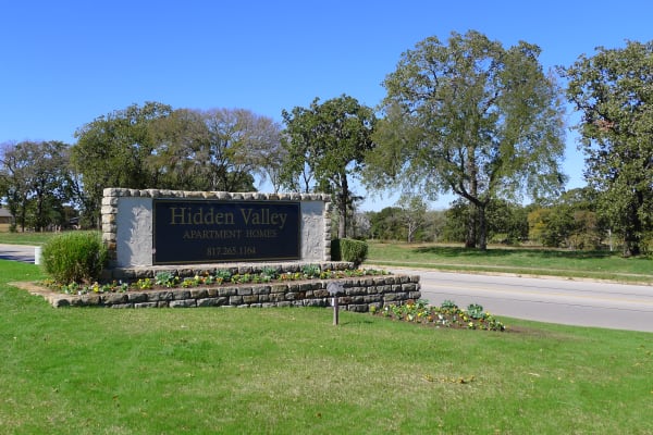 External photo of main entrance to Hidden Valley Apartments