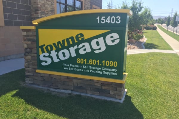 Storage front sign at Towne Storage in Bluffdale, Utah