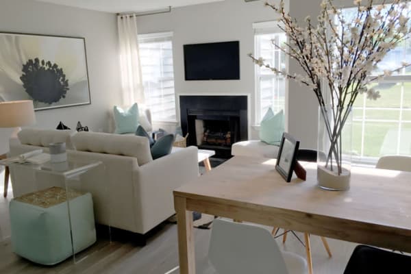 Living room layout at Berkshire Stewards Crossing in Lawrenceville, New Jersey