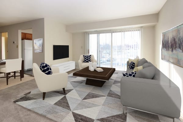 Take a virtual tour of a 2 bedroom, 1 bath floor plan at Glen Mar Apartment Homes in Glen Burnie, Maryland