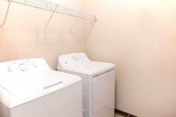 Full size washer and dryer at Prairie Pointe Student Living in Ankeny, Iowa at Prairie Pointe Student Living in Ankeny, Iowa