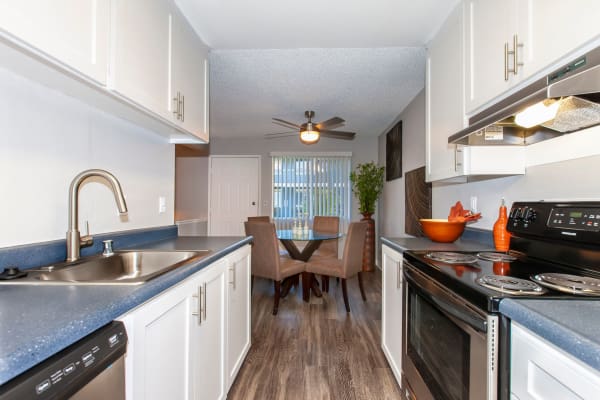 newly renovated white Kitchen at Avery Park Apartments in Fairfield, CA