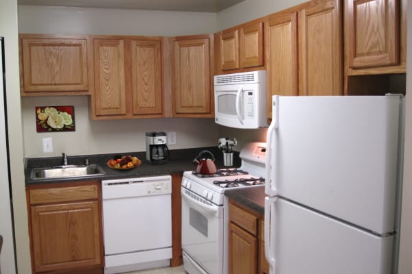Bright kitchen at East Meadow Apartments in Fairfax, Virginia