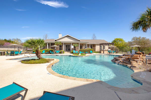 Newly renovated swimming pool at Arya Grove in Universal City, Texas