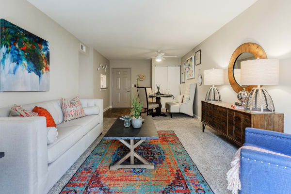 Well decorated living room at Jackson Grove Apartment Homes in Hermitage, Tennessee