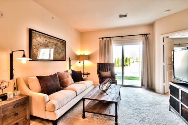 Spacious living rooms at Aventura at Mid Rivers in Saint Charles, Missouri.