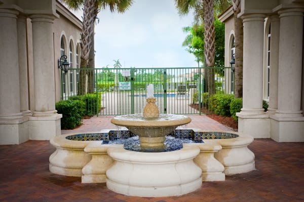 Entryway fountain at Green Cay Village in Boynton Beach, Florida