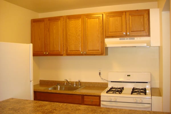 Kitchen inside apartment at DELETED - Ellsworth Apartments in Bridgeport, Connecticut