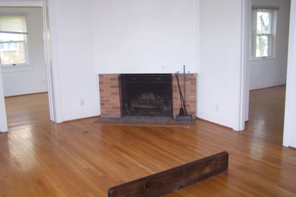 A living room fireplace at Spring Meadows in Romulus, New York