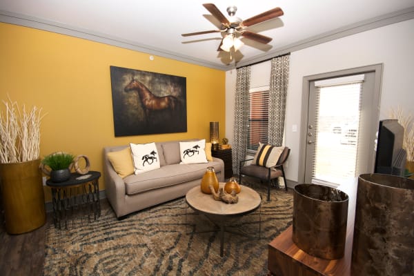 Large living room interior at The Sovereign in Fort Worth, Texas